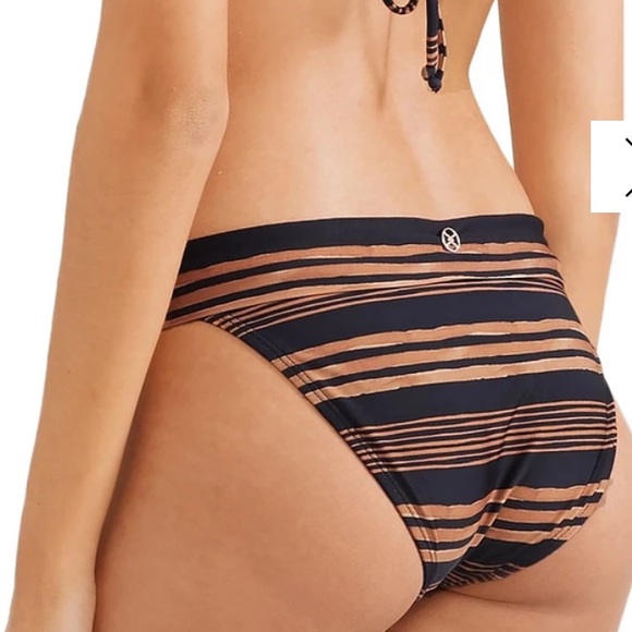 Vix Paula Hermanny Isabela Bia Gold & Blue Striped Bikini Brief Bottoms NWT XL - Picture 2 of 16